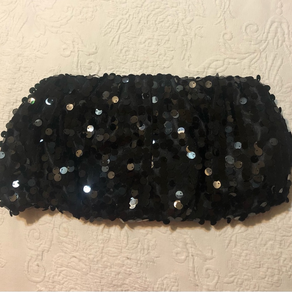 Joan Rivers Classics Large Black Sequin Clutch Bag